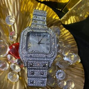 Gold Plated  with lab Diamonds 
Unisex resizable